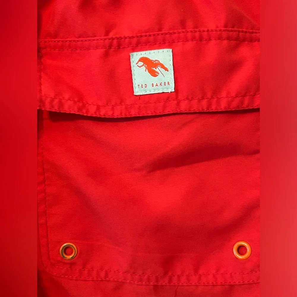 Ted Baker London Men's 4 Large Red Lined Swimming Shorts Swim Beach‎ Vacation